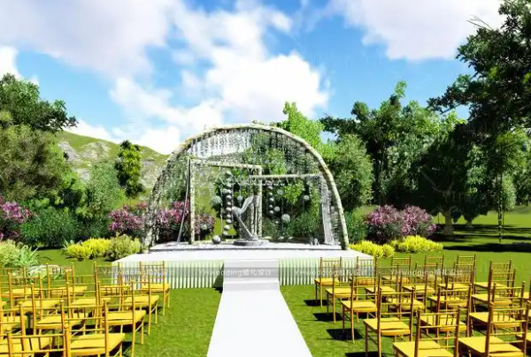 白绿色玻璃房奢华户外婚礼